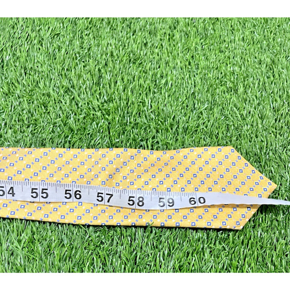 ROOSTER MENS Silk Geometric TIE YELLOW WITH GOLD BLUE AND WHITE 3 X 61 - Picture 6 of 6